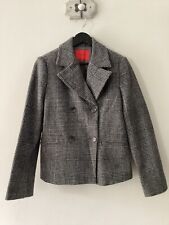 L.K Bennett Grey Check Wool Double Breasted Jacket/Coat, UK Size 12, Excellent