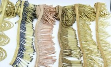 FCL 2 inc 1 X Yard Gold Bead Fringe Bridal Saree Tassel Sewon Trim Curtain Lace