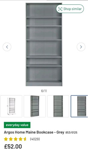 Argos home maine bookcase grey - home,