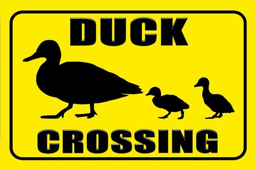 Duck crossing aluminium metal - aluminium,