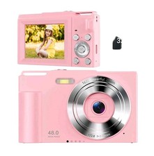 Pink 48MP Digital Camera for Kids: Lightweight, Compact & Perfect for Vlogging
