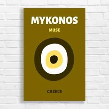 Mykonos Muse Greek Inspired Blue Eye Yellow Canvas Print Large Picture Wall Art
