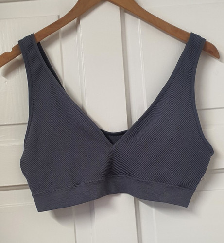 Grey ribbed bra - ribbed, size