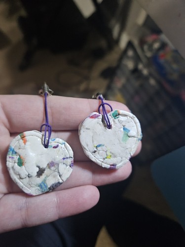 Polymer clay heart earrings - clay,