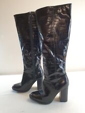 PRIMARK Boot Ladies Womens Size 5 EU 38 Black Crocodile Print Faux Leather Boots