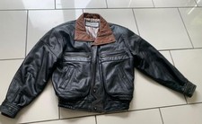 Kawasaki by Fieldsheer UK40 Black Leather Jacket Brown Trim P2P 23" L 26"