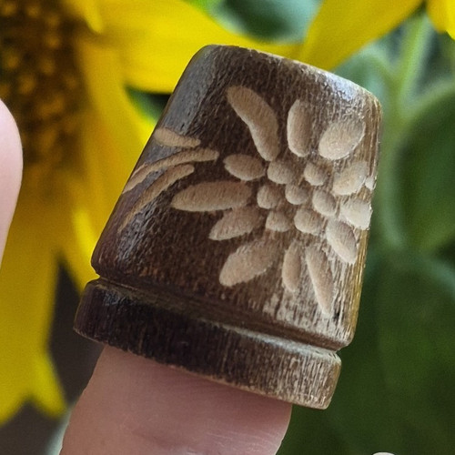 Wooden sewing thimble - sewing,