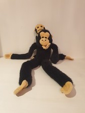 Vintage Wild Republic Monkey Chimp Mama & Baby Hanging Hugging Stuffed Animal