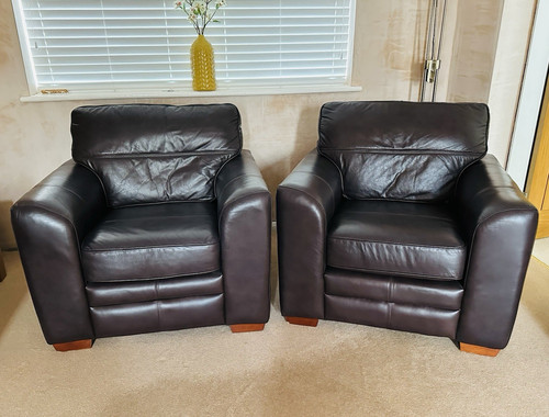Brown leather piece suite - piece, suite: