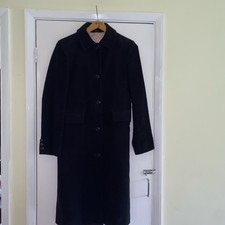 Boden Women's Size 10 Black Cotton Velvet single breasted long coat 