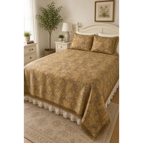 Vintage gold floral tapestry - gold,