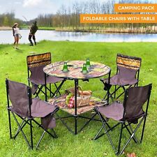 Camping Table and Chair Set 5 Piece Outdoor Beach Picnic Furniture Fishing Cup