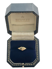 Signet Ring 9ct Gold Heart Shape Signet Vintage Ring - Size M 1/2