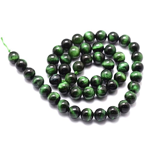 Green black tiger eye - tiger, beads