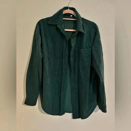Dark green corduroy shacket - green,