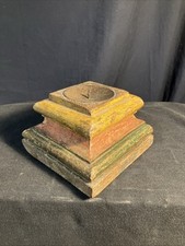 Antique, Wooden ,Pillar Column Base Candle Holder. Hand Painted.original.