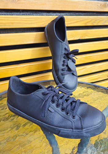Kickers black leather trainers - black,