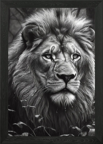 Lion illustration framed - lion,