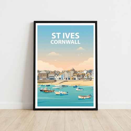 Ives cornwall travel poster - st,