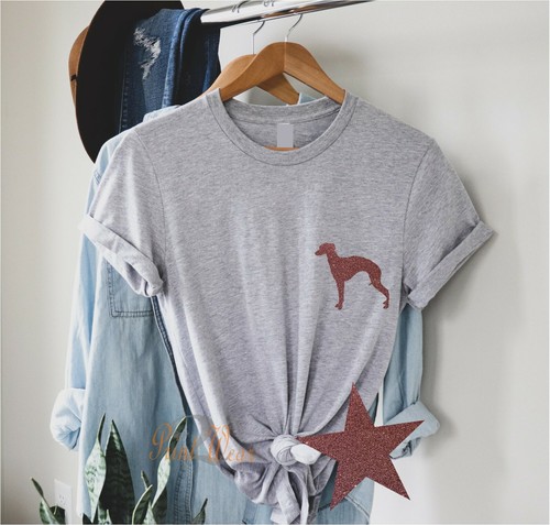 Whippet glitter print ladies - whippet,