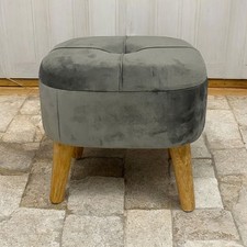 Grey velvet footstool ottoman - velvet,