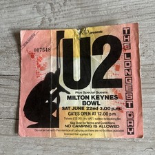 U2 Vintage Concert Ticket Milton Keynes Bowl 22/6/85  REM Ramones