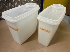 2 X Vintage Tupperware Clear Sheer Tubs Cereal Containers Flour (Free P+P)