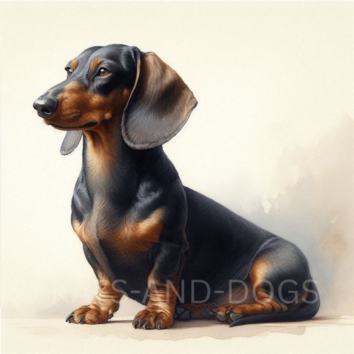 Dachshund sausage watercolour - dachshund,