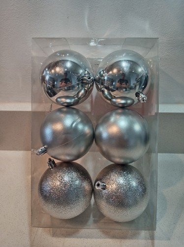 Silver christmas tree baubles - silver,