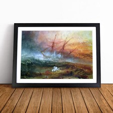 Slave Ship By Joseph Mallord William Turner Framed Canvas Wall Art Print Picture