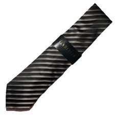 Van Heusen Men’s Tie Jacquard Silk Gray White Black Striped Classic Necktie NWT