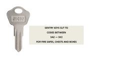Sentry fire safe / chest / box keys cut to code numbers between 3A2 & 3K2