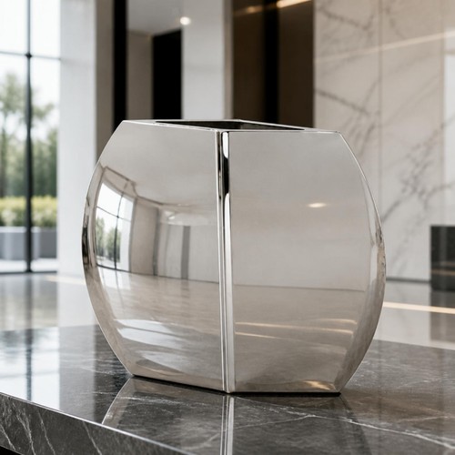 Stainless steel vase - steel, silver