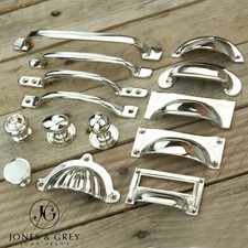 POLISHED NICKEL SOLID BRASS CABINET DOOR HANDLES CHEST DRAWER KITCHEN KNOBS PULL