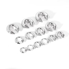 1 Pair Large Gauge Surgical Steel Nose Septum Ring Spike Ear Gauge Earrings