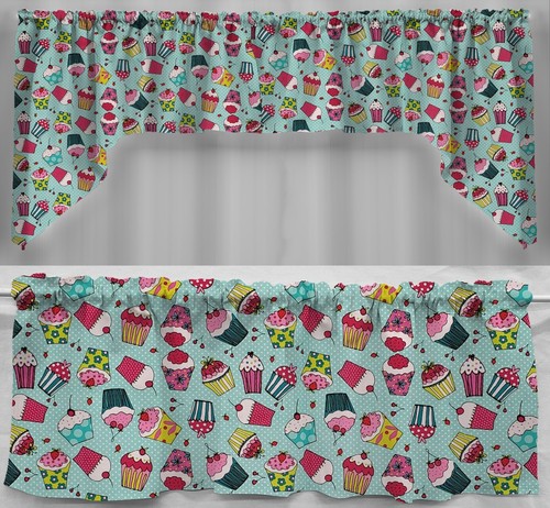 Teal cupcake valances - teal,