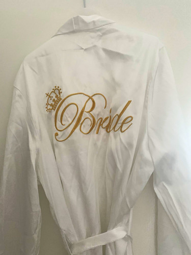 White satin bridal robe - white,
