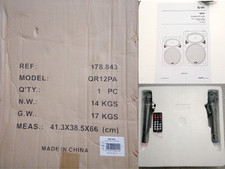 Portable PA system (x 3): QTX - Model QR12PA (with 3 x IEC plug to 13a plug). 