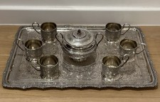 Large Persian Silver Tray With