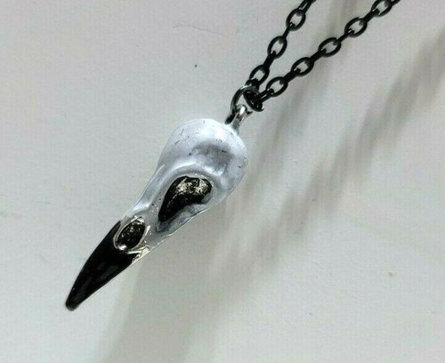 Raven skull necklace - raven, magpie