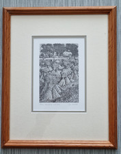 Sue Scullard Wood Engraving Harvest At Lark Rise Framed Signed Limited Edition