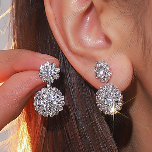 Clip crystal drop earrings - clip,