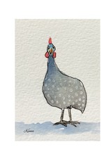 Aceo By Kenna Original painting Guinea Fowl Art Collector Card Signed