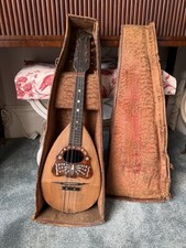 Italian Lazzaro Mandolin Napoli Inlaid With Leather Case C19th Vico S. Gennaro