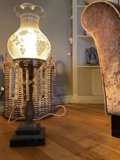 Gorgeous Antique French Bronze Gilt Boudoir Lamp With Glass Crystal Droplets