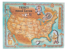 TRIBES OF THE INDIAN NATION Map Postcard 1996 Large 8.25”X 11” Native America
