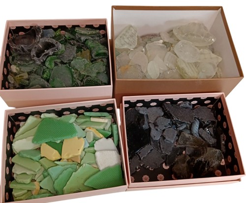 Assorted coloured sea glass - coloured,