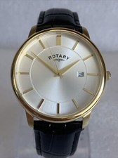 Rotary Men's Silver Dial Black Leather Strap Watch GS03105/06