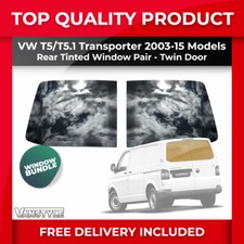 FITS VW T5 T5.1 TRANSPORTER DARK SMOKED TINT TWIN REAR DOOR WINDOW GLASS PAIR