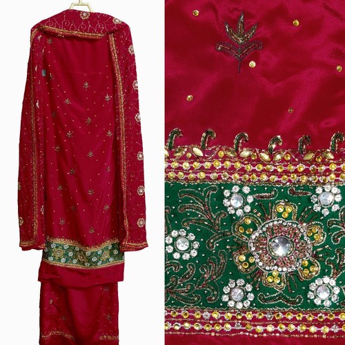 Red crepe indian pakistani - red,